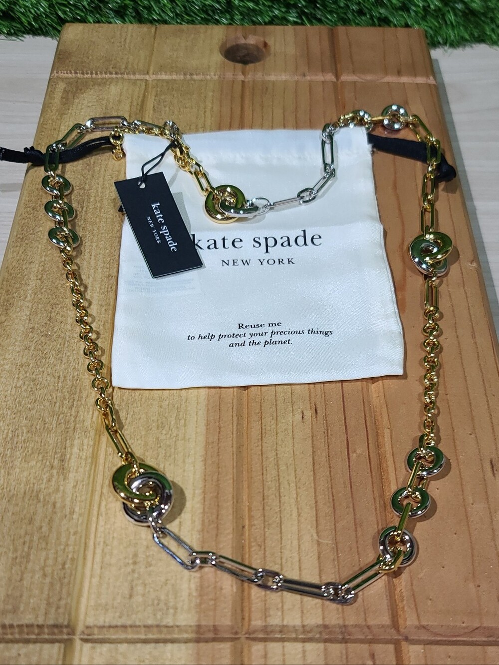 Kate Spade new york Interlock Long Necklace / Silver Gold NWT